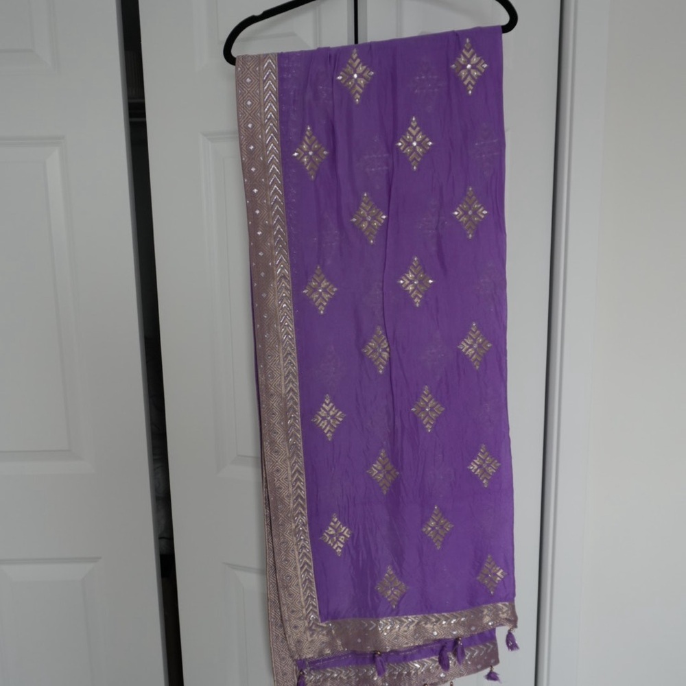 Only Purple Anarkali Kurta with Gold Embellishment - Picture 7 of 9